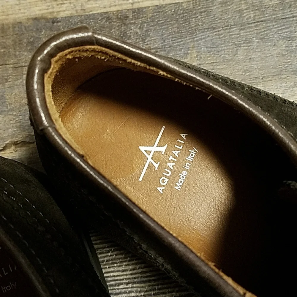 Aquatalia Olive Green Suede Wingtip Oxfords